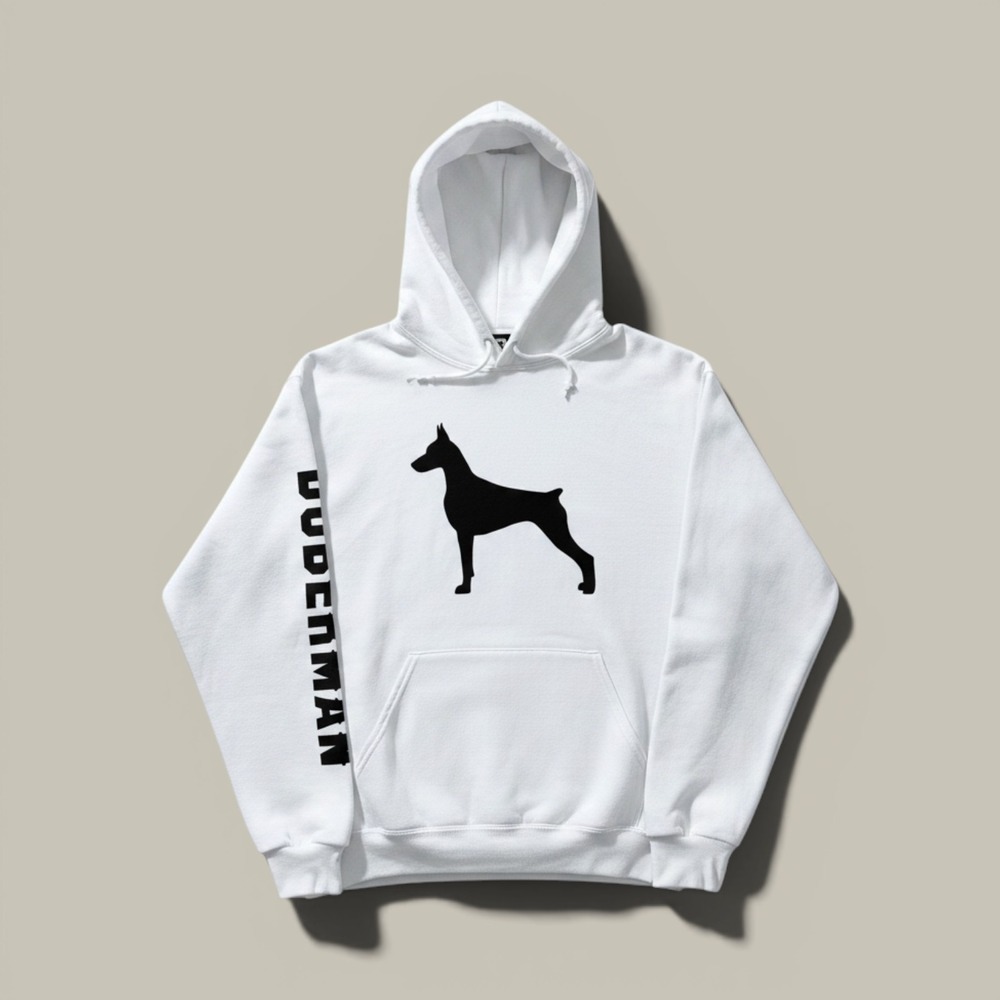 Doberman Pride Simplicity White Unisex Pullover Hoodie Dog Mom Dad Size M
